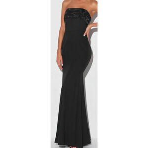 LULU'S SZ M Brilliantly Bold Black Strapless Mermaid Formal Maxi Dress NEW B109